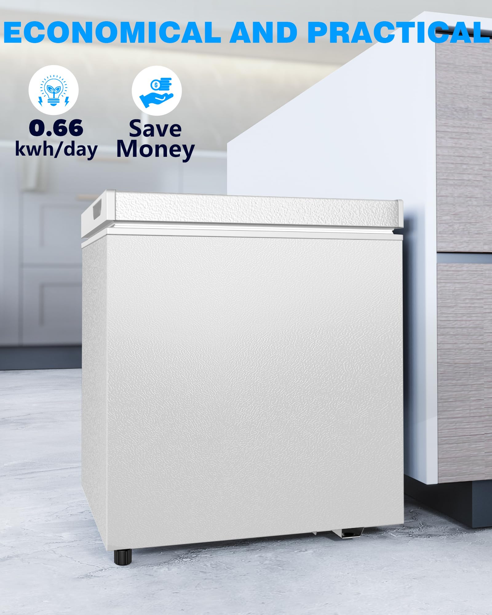 Joy Pebble 1.8 Cu.Ft Chest Freezer With Removable Basket And Bottom Defrost Water Drain Freestanding Top Open Door, Deep Freezer, Mini Freezer With Adjustable 7 Thermostat For Home/Apartment, White on Fridge.com - View 6
