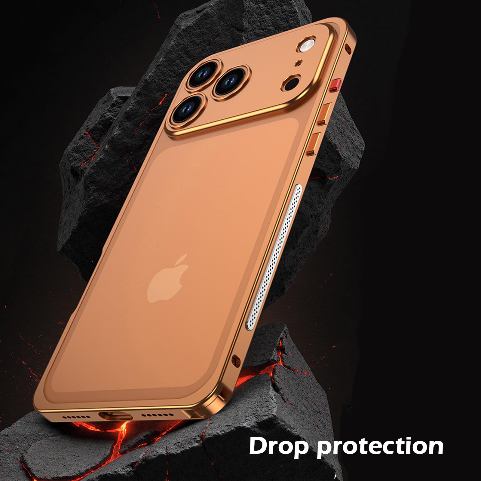 Etui na iPhone'a 17 Pro, elegancka minimalistyczna metalowa ramka, miękka TPU wewnętrzna osłona obiektywu aparatu, ochrona podwyższonej krawędzi, zakłócenia zerowego sygnału, szare