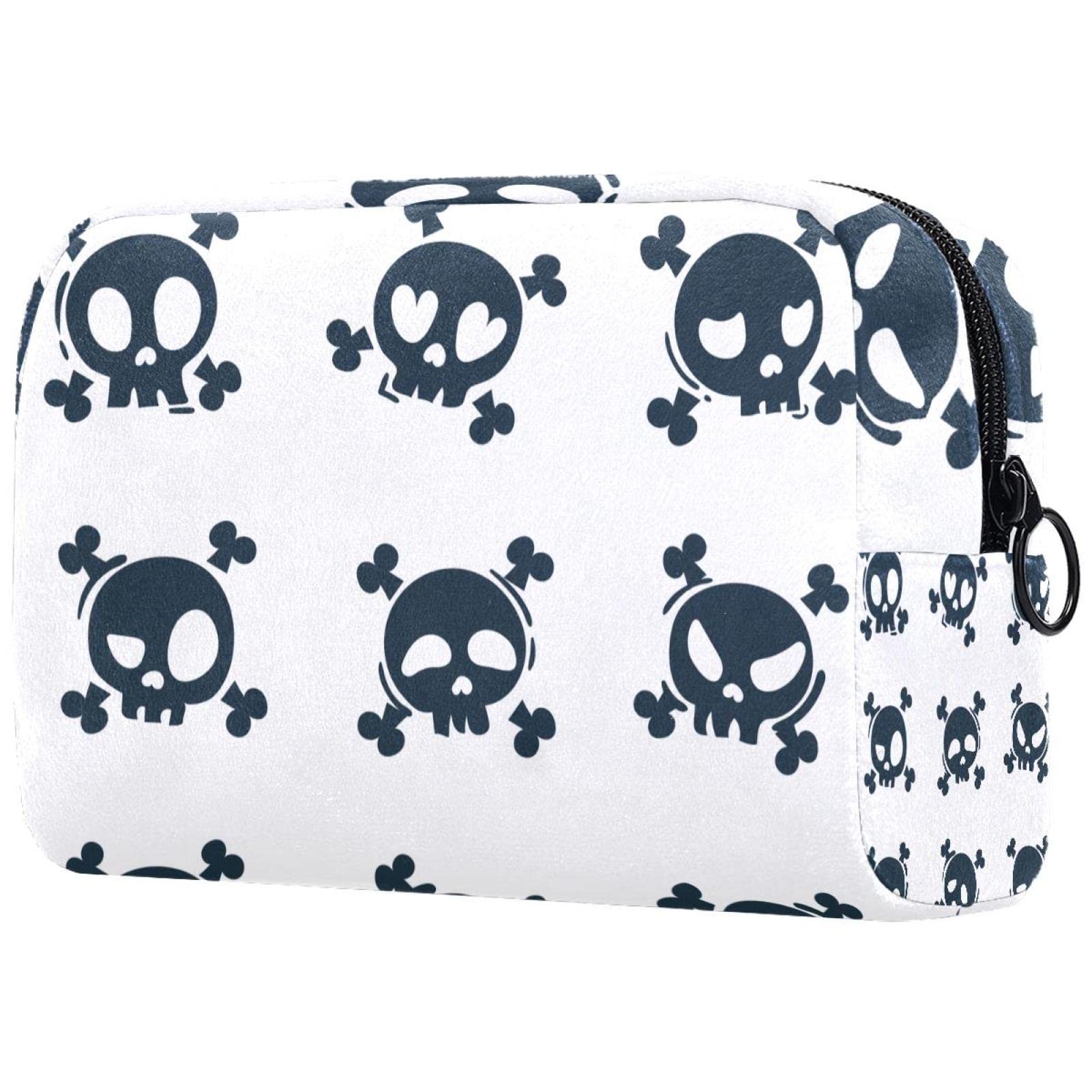 Skulls Collection Small Makeup Bag Pouch for Purse Travel Cosmetic Bag Portable Toiletry Bag for Women Girls Gifts
