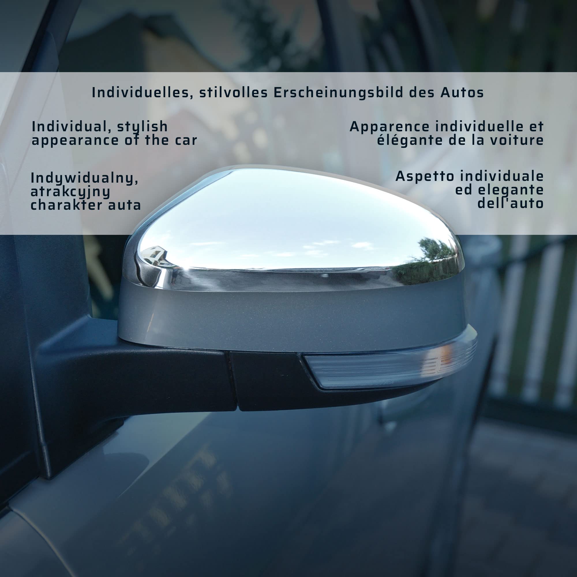CHROMEMASTER | Nakładki na Lusterka Zewnętrzne | Kompatybilne z Ford Focus III Hatchback, 5 Drzwi 2011-2018 | Inox Polerowany; Osłony Lusterek to Niepowtarzalny Wygląd Auta i Ochrona Przed Uszkodzeniem