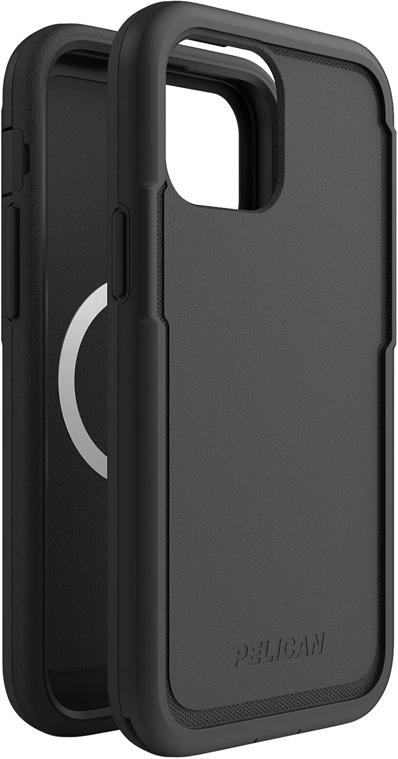 Pelican Voyager Series - iPhone 13 Case [Compatible with MagSafe] [Anti-Scratch] Magnetic Phone Case with Belt Clip Holster Kickstand [18FT MIL-Grade Drop Protection] Heavy Duty Rugged Cover - Black