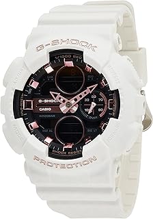 ساعة كاسيو الرياضية، رقمي تناظري، بمينا أبيض، بسوار أبيض، للرجال