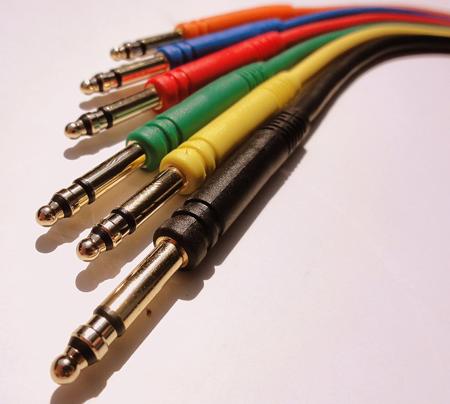 SIXNE JDS Audio TT Bantam 1 Foot Gold Plated Quad Core Patch Cables (Pack of 6) Multi-Color 12"