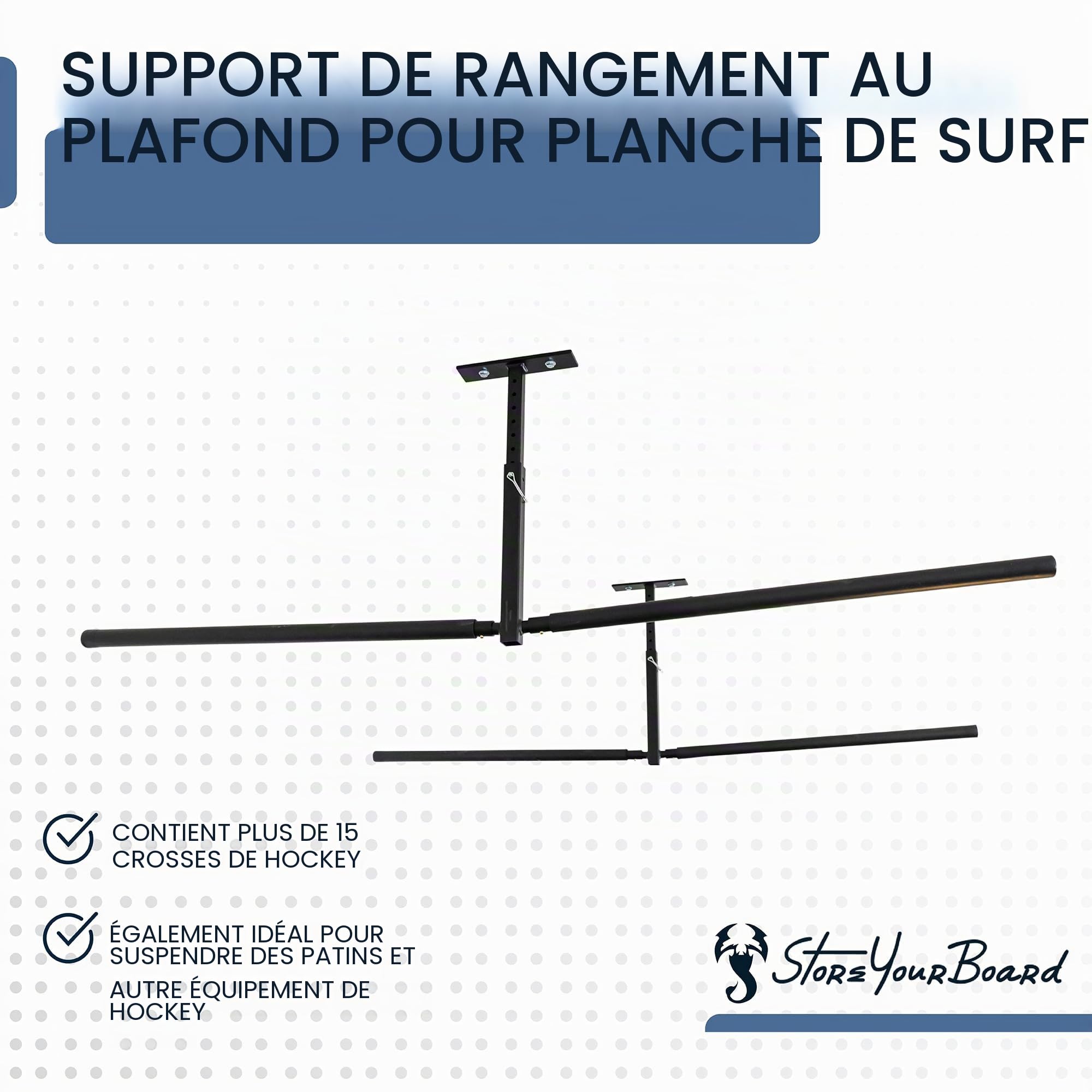 StoreYourBoard Étagère de rangement de plafond double SUP et surf, Hi Port 2, pour la maison et le garage (XL (accoudoirs de 76,2 cm)