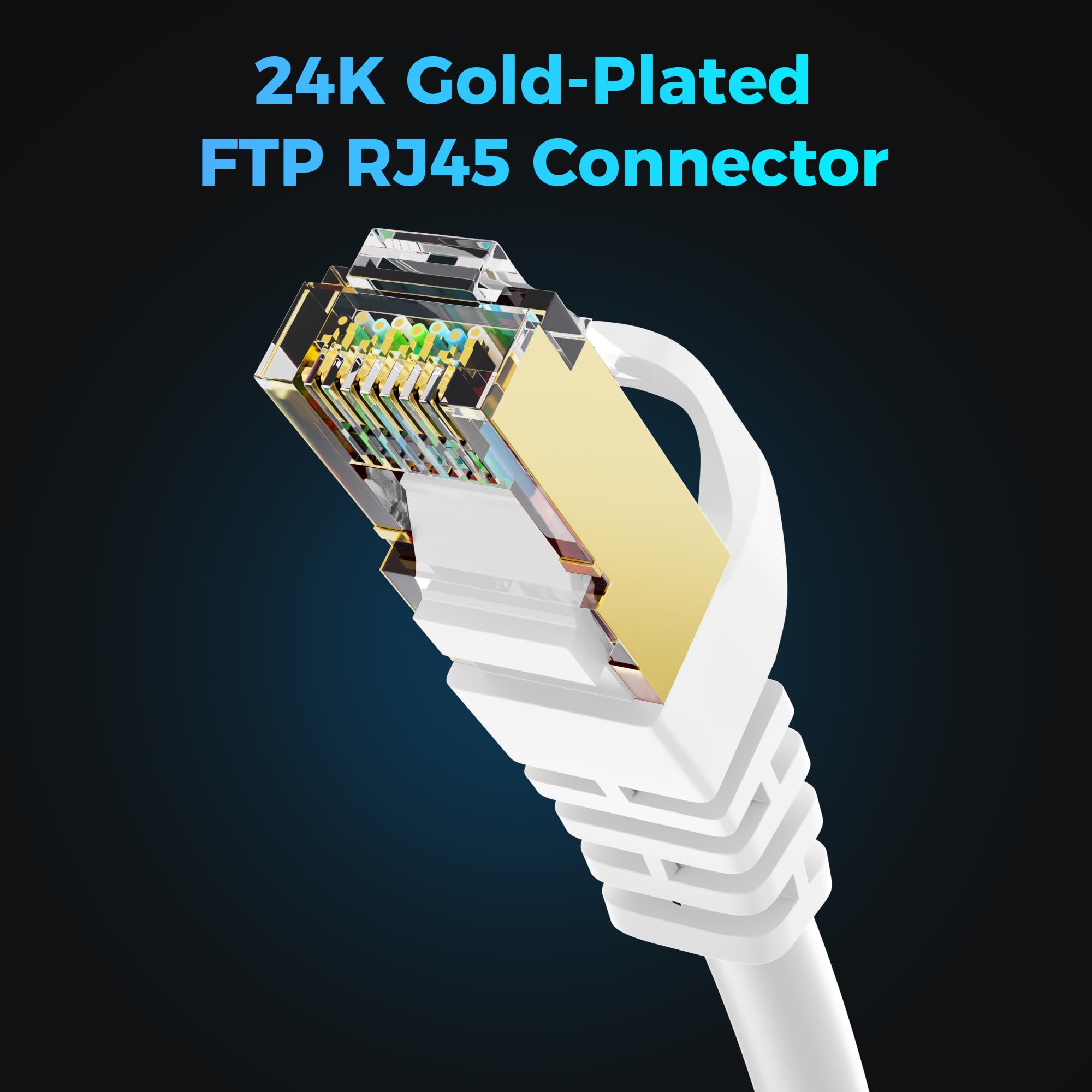 Cable Ethernet Cat 7 Blanco 100m, 10Gbps 600MHz Alta Velocidad, RJ45/Blindado S/FTP, Cable LAN Gigabit Impermeabilización, para Router, Modem, PC, Switch, Servidor etc. + 25 bridas