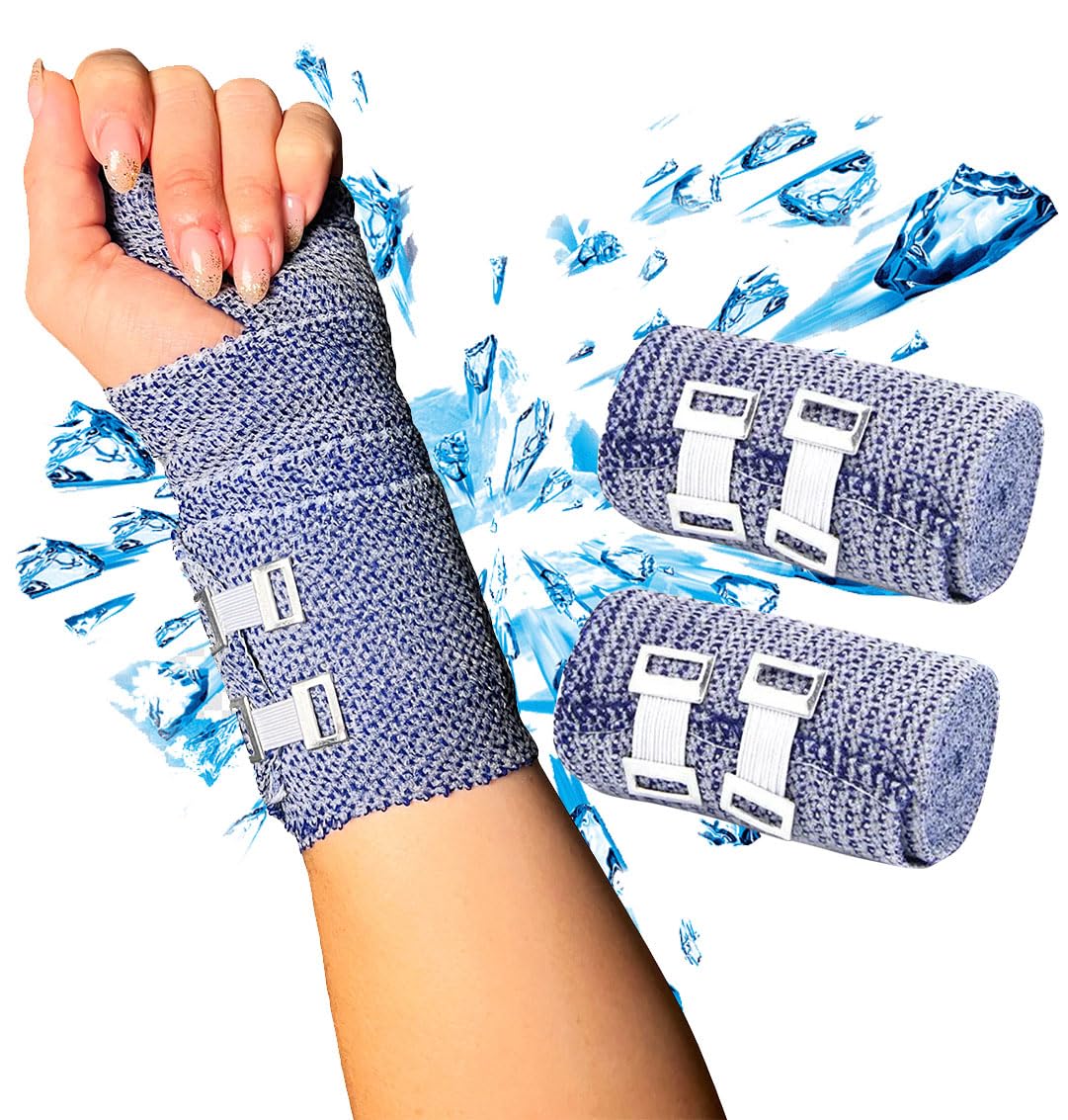Endure Industries Ice Bandage, Cold Compression Wraps, for Pain Relief, Strains, Bruises,Instant Cooling, Muscle Recovery and Swelling (3 inches x 3.6 m, 2 Pack)