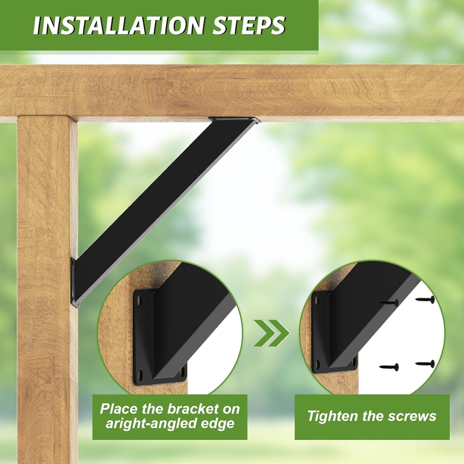 Kit de soporte de esquina resistente para pérgolas, cenadores y patios - Soportes de conector de 45° para un soporte robusto de las articulaciones interiores