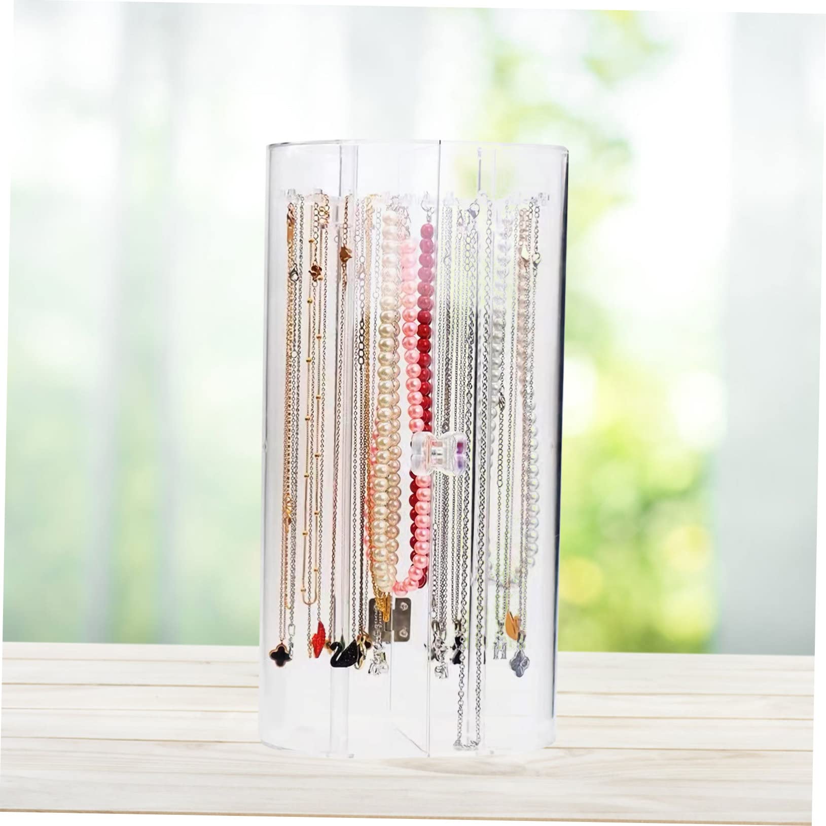 GLEAVI Transparenter Schmuckständer aus Acryl für Halsketten und Ohrringe Schmuckorganizer mit Präsentationsständer Armbandständer zum Aufbewahren und Anzeigen von Schmuck Schmuckregal