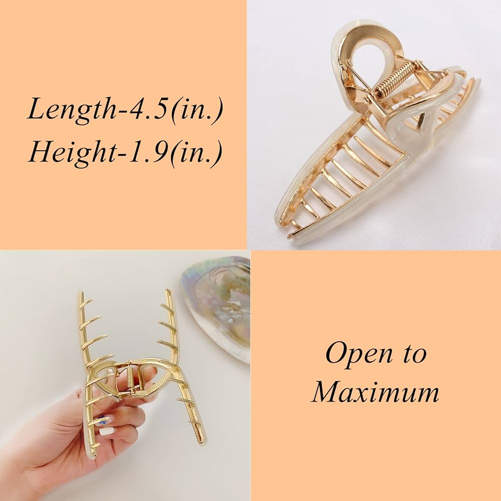 Amazon.com : 3 Pack Large Metal Acetate Hair Claw Clips Big
