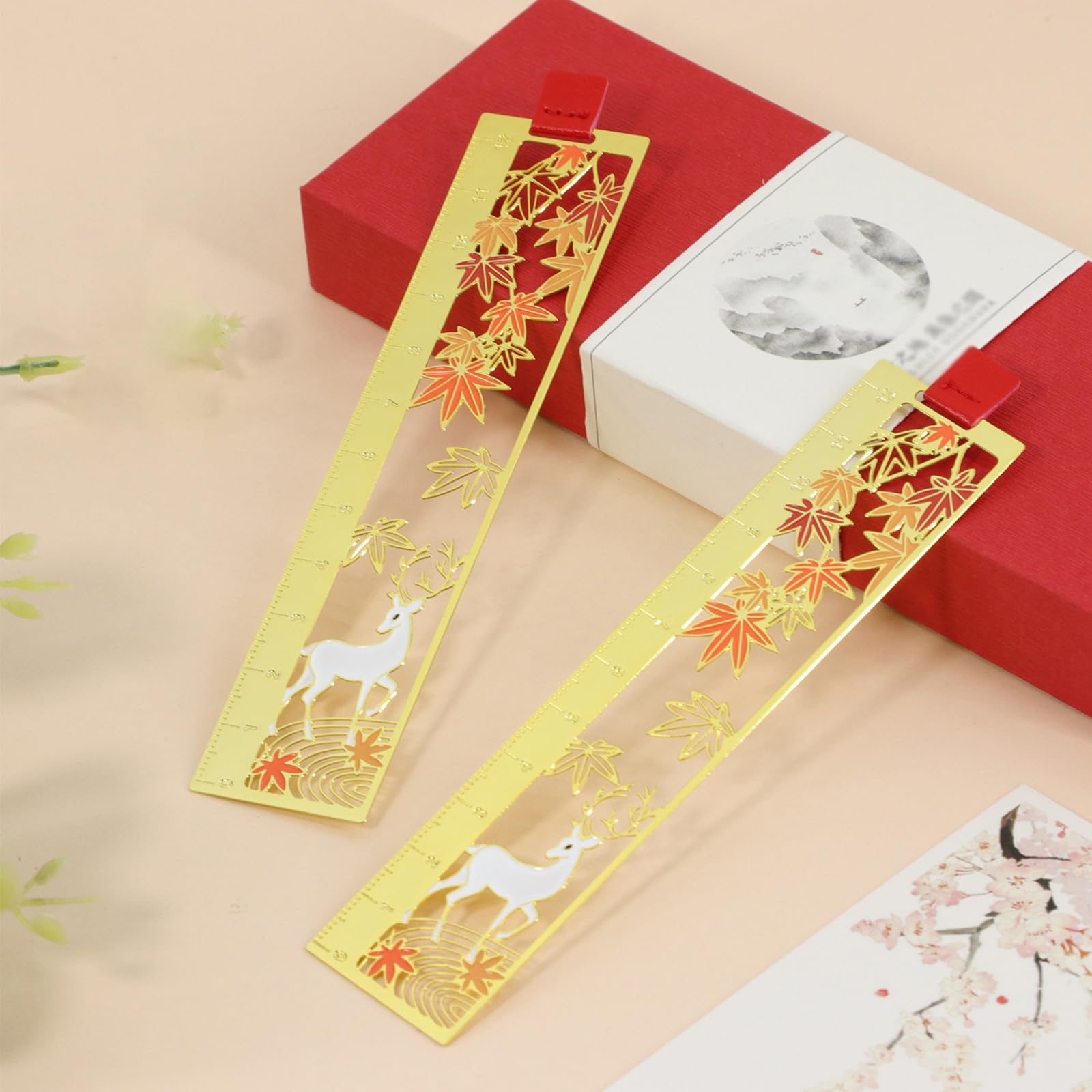 Marque-Page, Ruler Arts Maple Forest White Deer Signets en métal Signets en métal créatifs