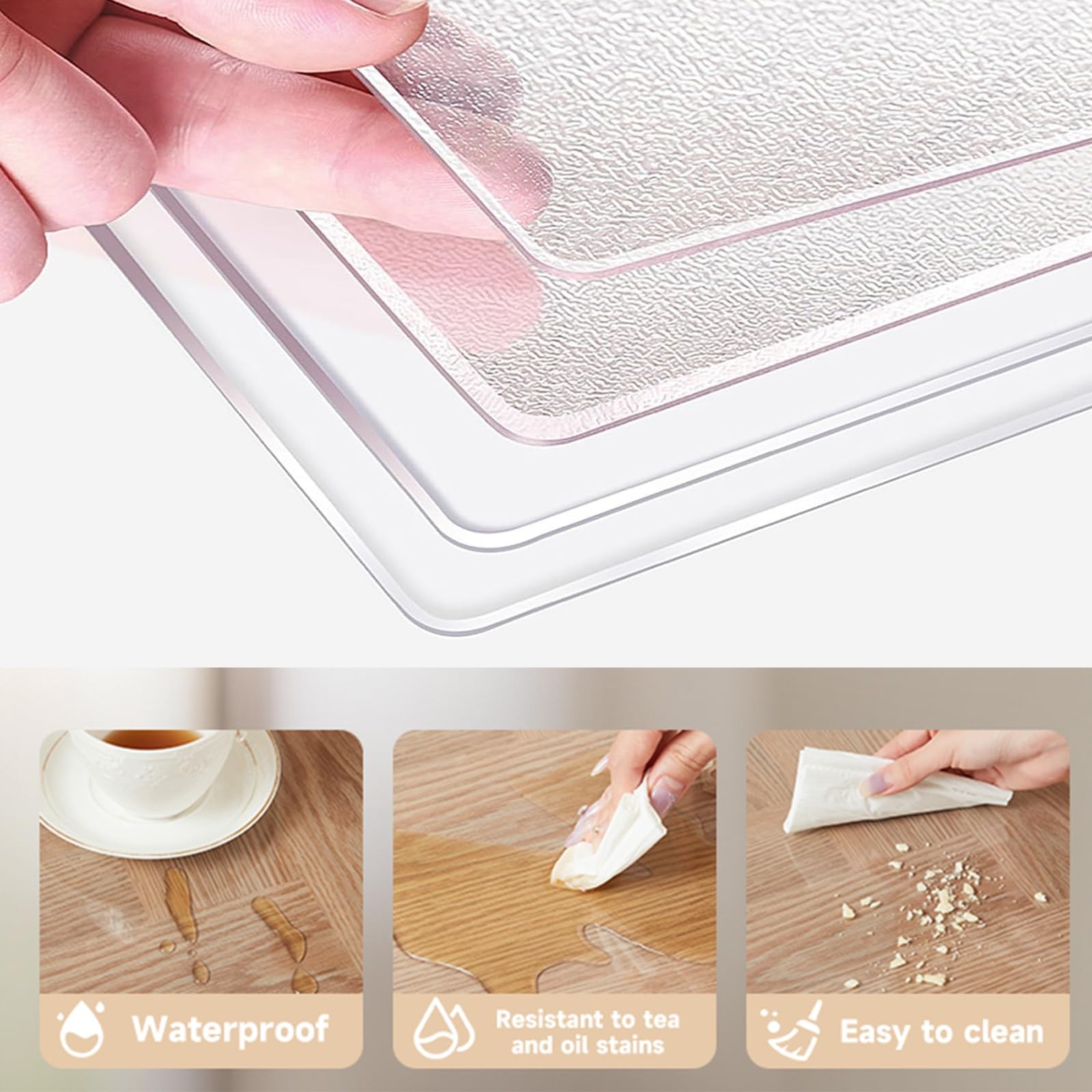 Sottomano da Scrivania Trasparente PVC Impermeabile Antiscivolo | Tappetino da scrivania trasparente con bordi rotondi, facile da pulire per ufficio casa scuola(Frosted-1.5mm,70x90CM)