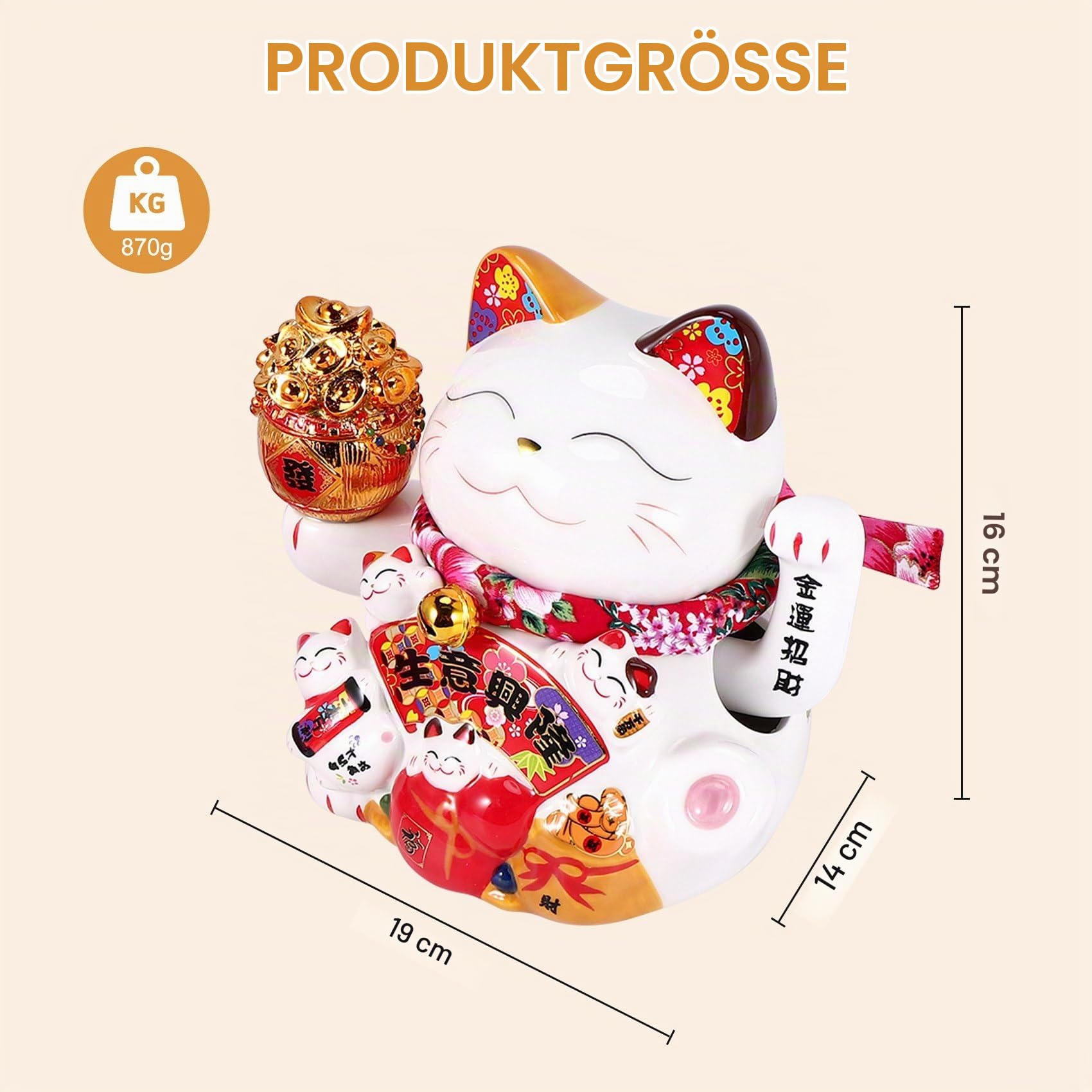 7 Keramik Winkende Katze Maneki Ornament Feng Shui Dekoration Schaukel Katze,B