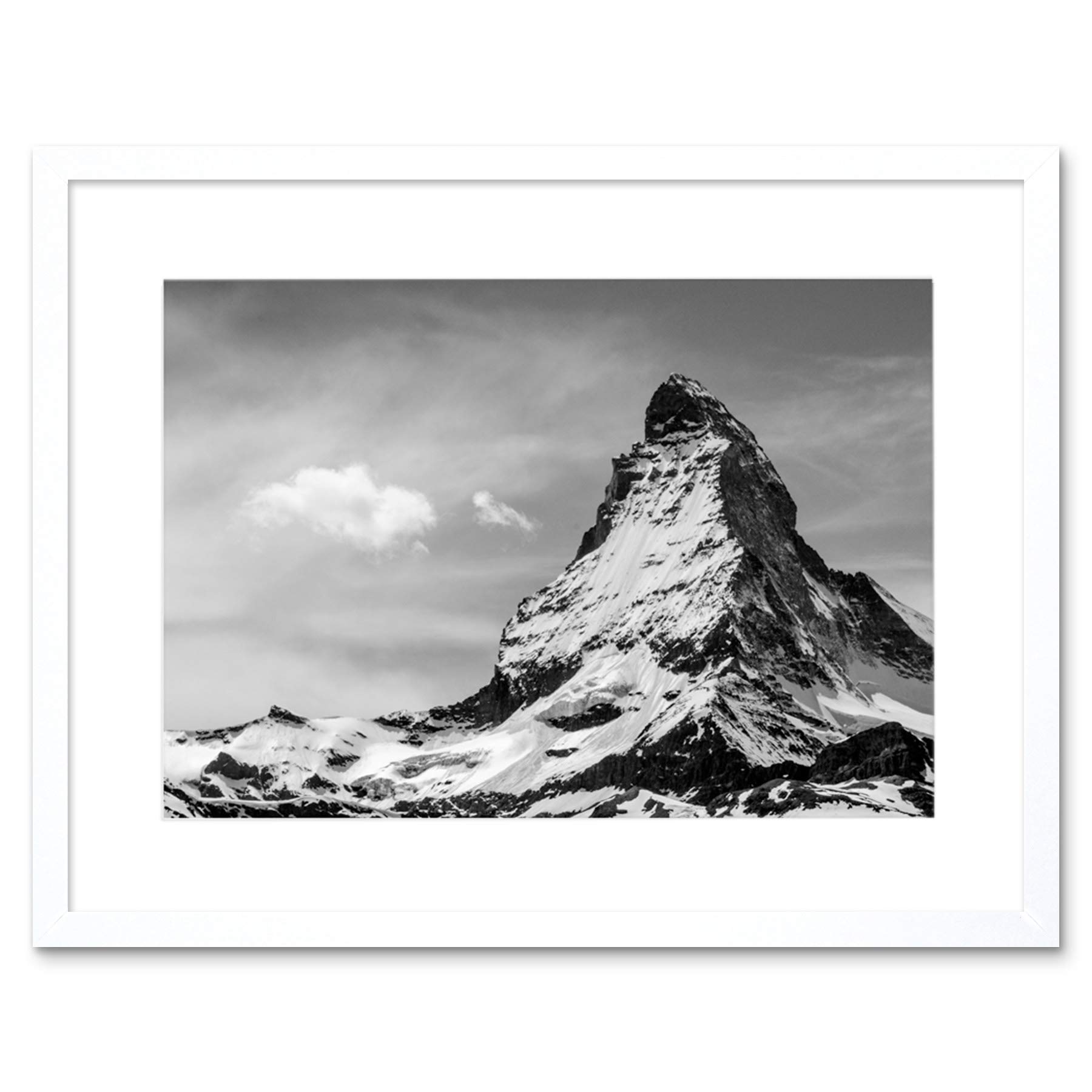 Wee Blue Coo Photo Matterhorn Alps Mountain Black White Framed Wall Art Print