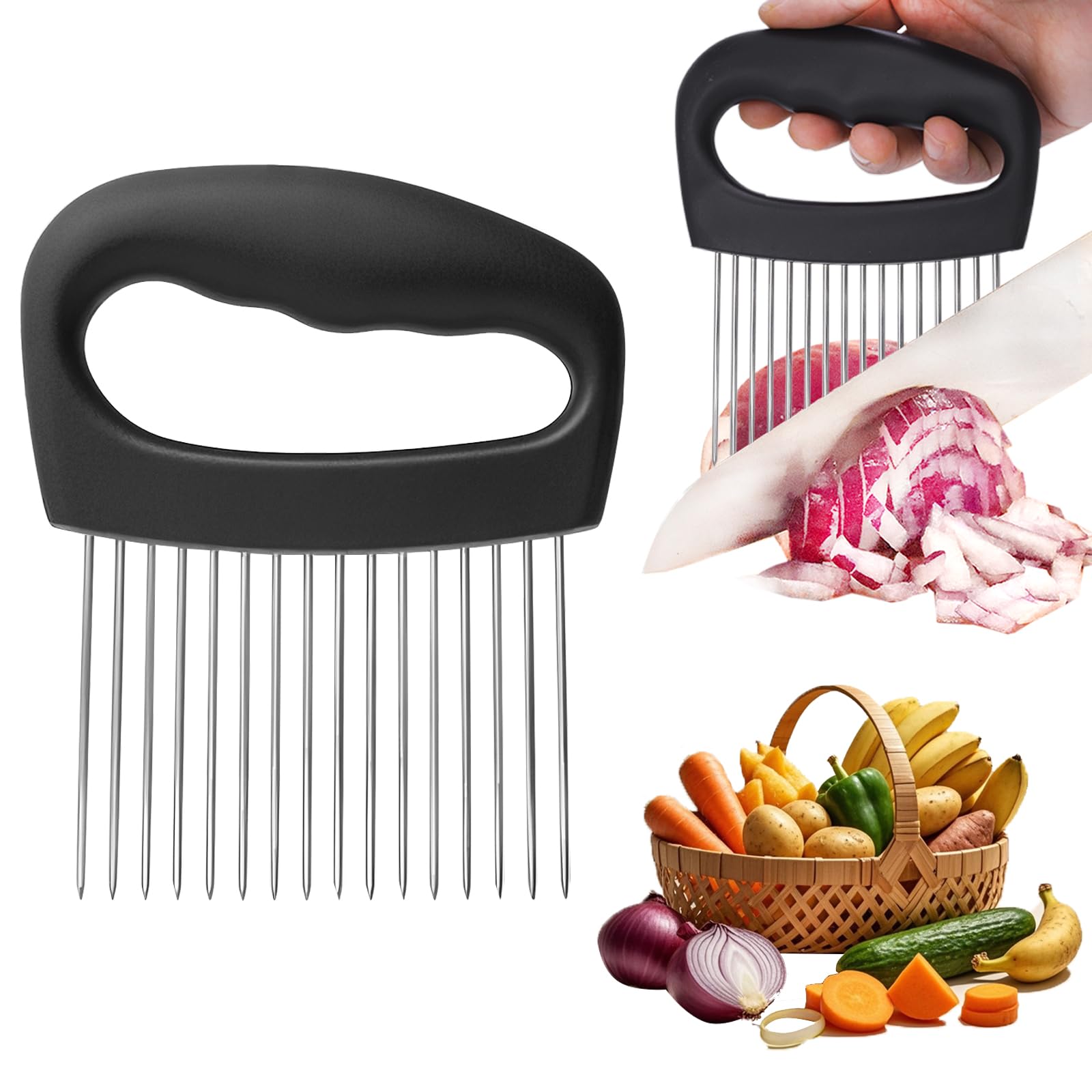 Support à oignons pour trancher facilement vos légumes lors de la préparation de vos salades
