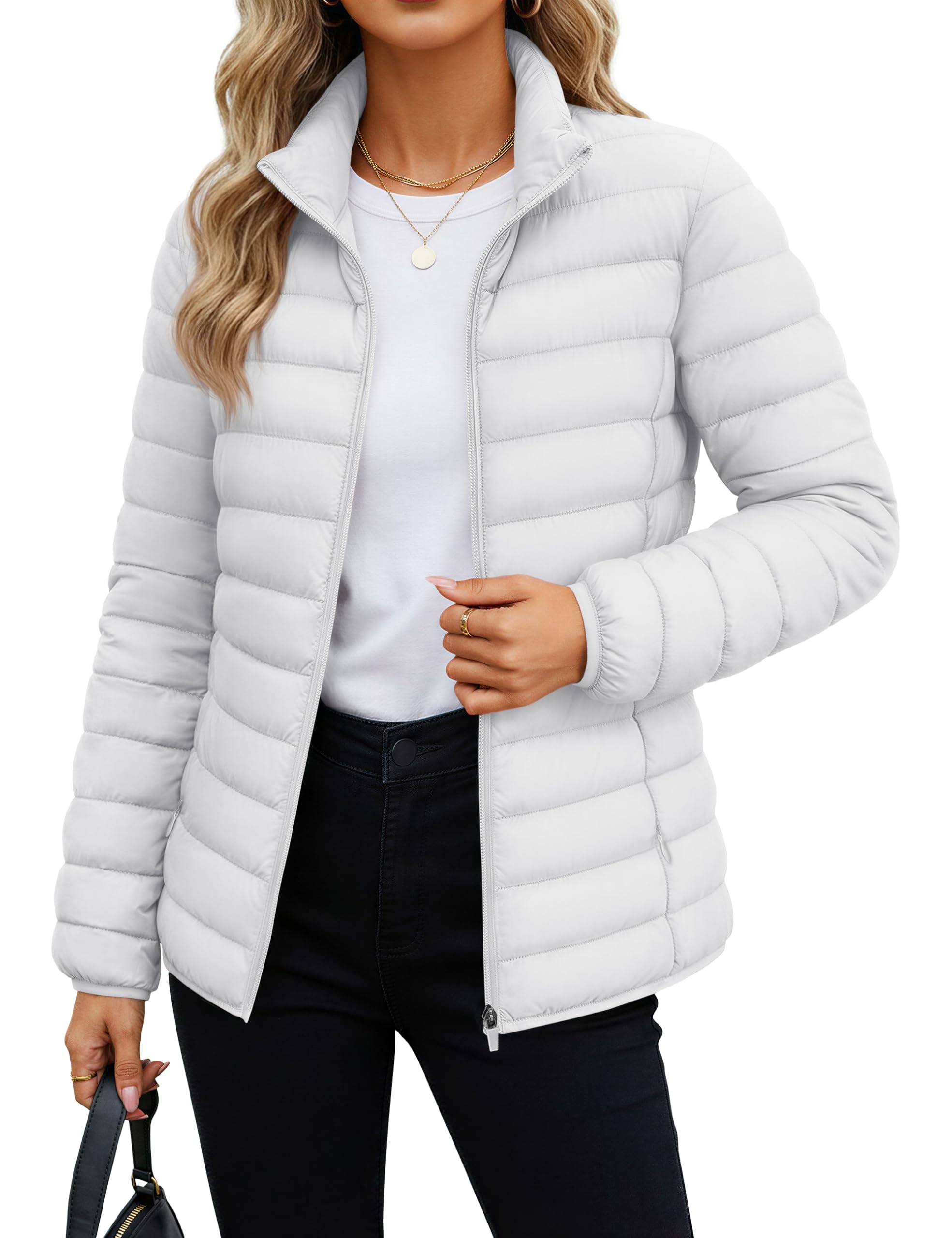 Women's Puffer Jacket Lightweight Casual Quilted Padded Coat