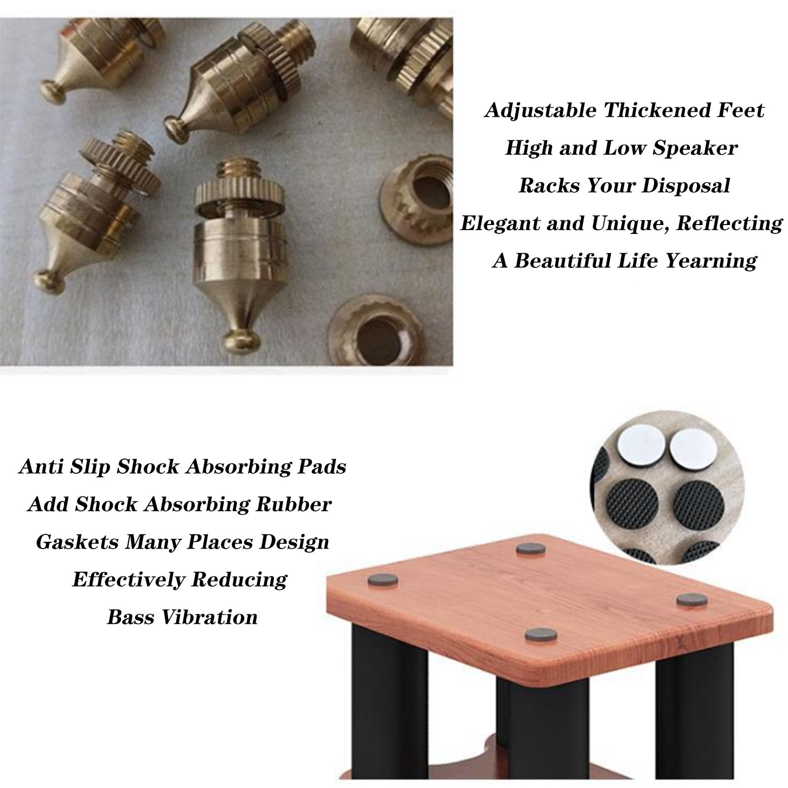Set di supporti universali per monitor da studio, subwoofer e altoparlanti, 2 pezzi, 30 x 35 cm, riempibili, supporti da pavimento per altoparlanti da scrivania, altezza regolabile fino a 70 cm