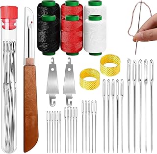 Complete 37-Piece Hand Sewing Tool Set - Big Eye Steel Needle & Threader Repair Kit