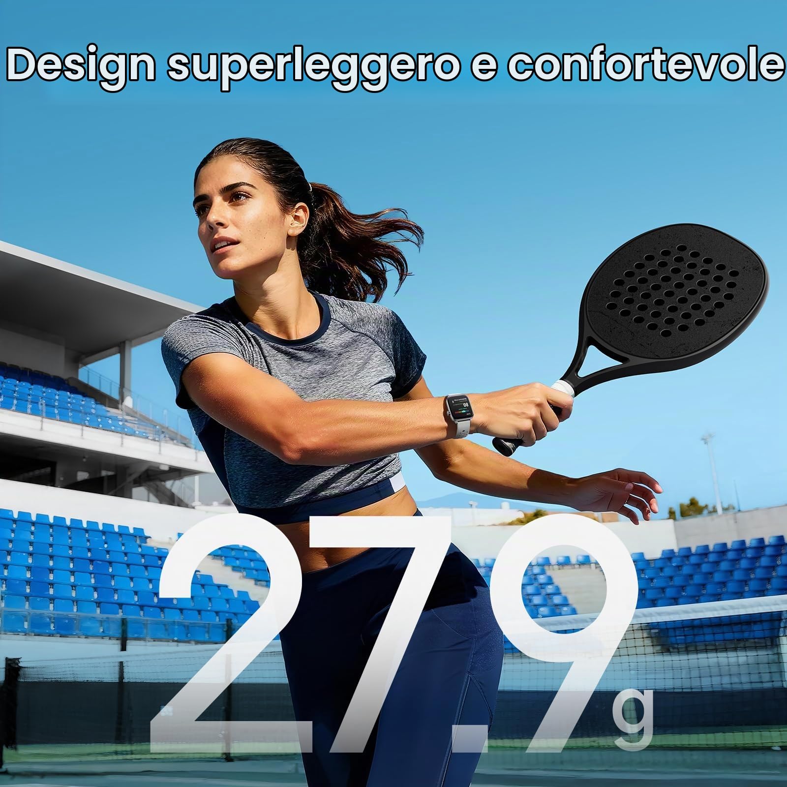 Mibro Fit Smartwatch Donna Uomo, 27,9g ultraleggero, Assistente Vocale, 1.75" AMOLED Orologio Intelligente Fitness con Chiamate Bluetooth, 150 Modalità Sportive, Calcolatori per Android iOS, Argento