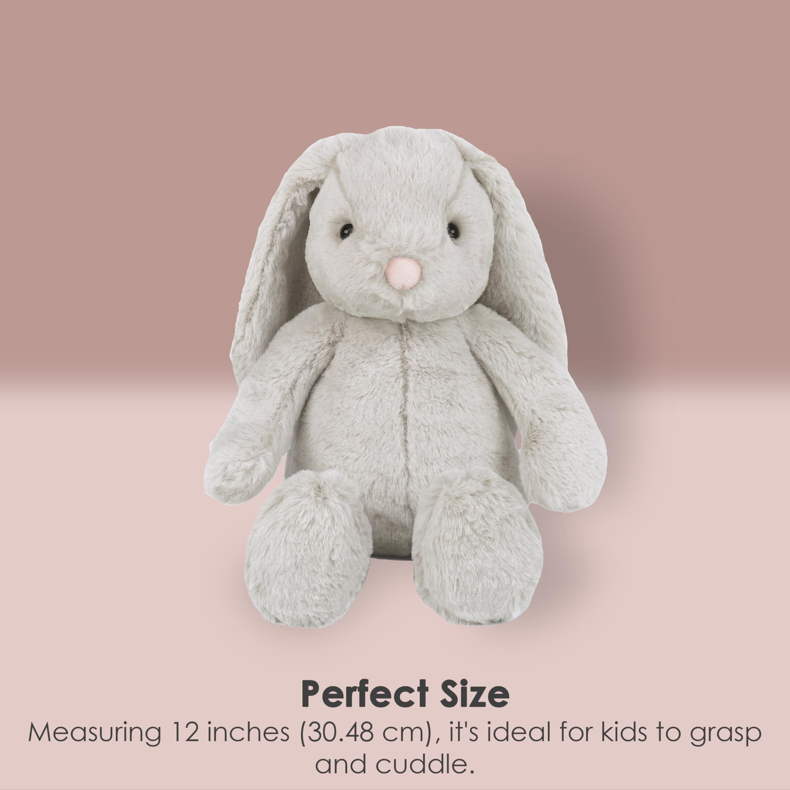 MON AMI Sterling Bunny 13-Inch Stuffed Rabbit for Boys & Girls, Gray, 12 inches - Image 3