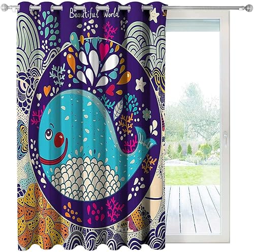 Miniatura 7 de Cortinas abstractas para sala de estar, 1 panel, 51 pulgadas de ancho x 63 pulgadas de alto, color azul pálido y blanco