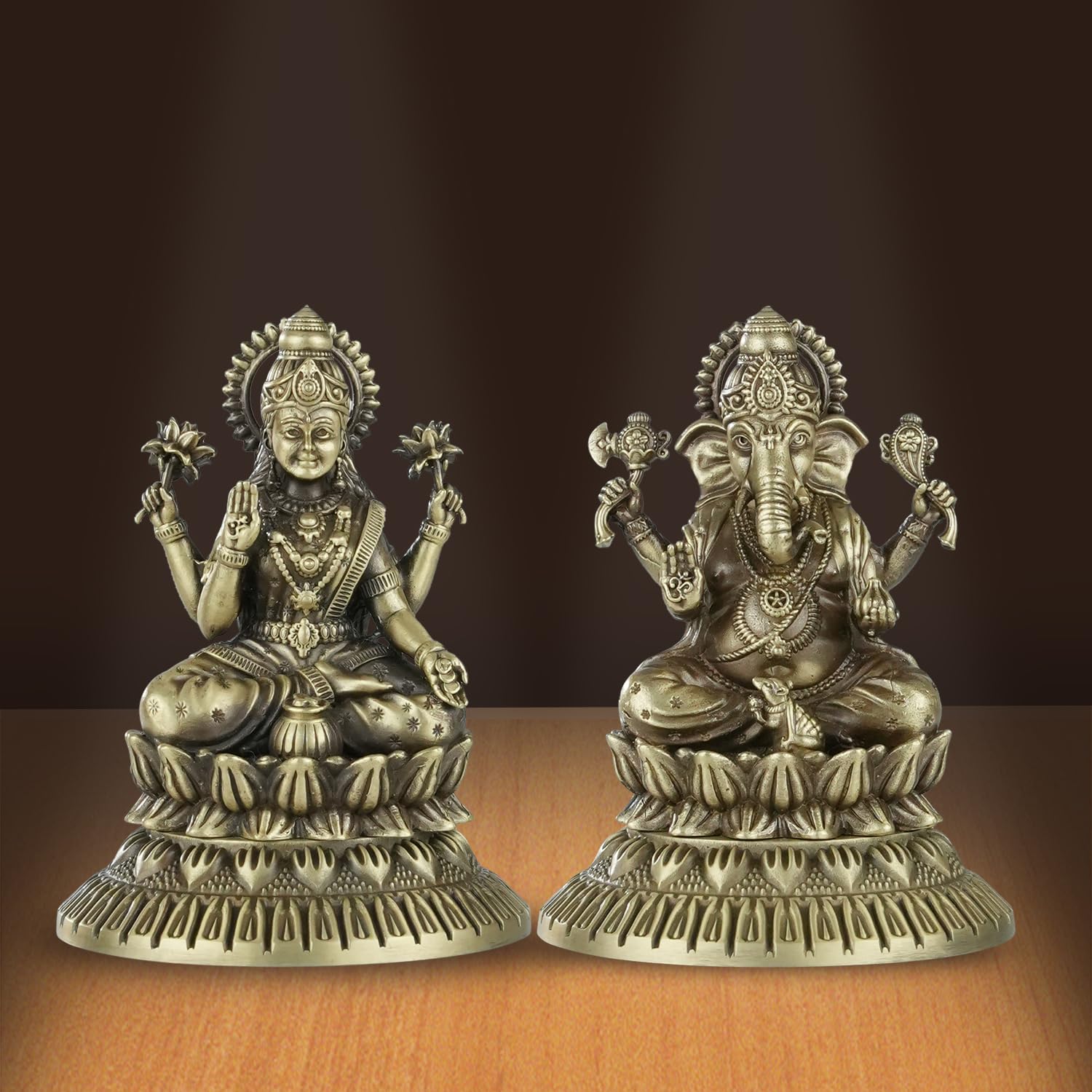 Laxmi Ganesh Brass Idol - Home & Worship Decor -9