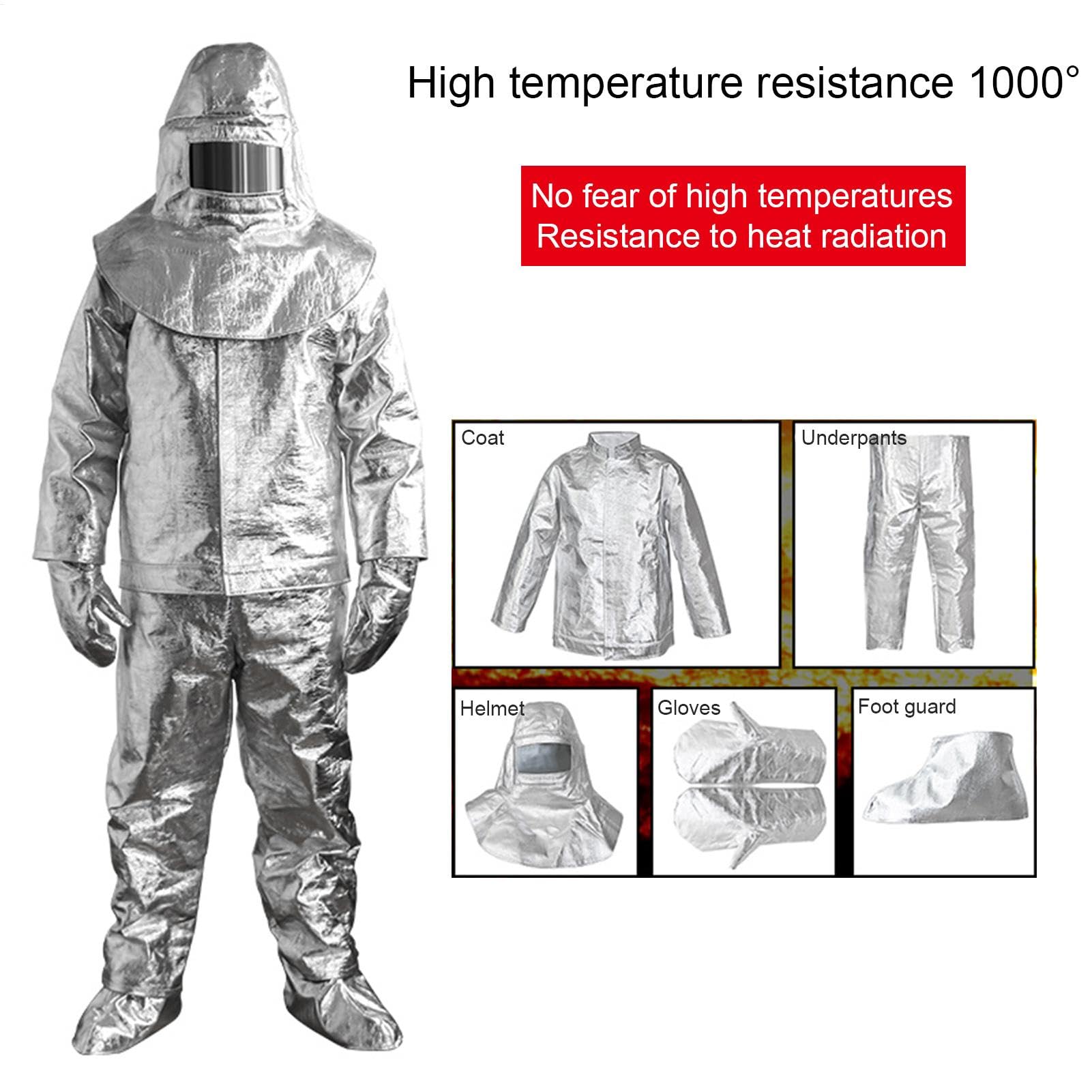 Monos Ignífugos | Ropa Resistente Al Calor Traje Ignífugo Para Bomberos, Trajes De Bomberos A 1000 Grados Traje Resistente A La Radiación Para Materiales Peligrosos, Mono De Soldadura Antiestático
