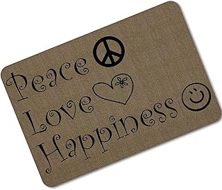 Smilily Durable Doormat Peace Love Happiness Anti Slip Rubber Entrance Door Mat