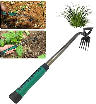 Garden Hand Weeder Tool, 2024 New Uprooting Weeding Artifact Tool, Portable Weed Puller with Long Handle, Stainless Steel Grass Removal Tool, Weedmaster Weed Remover Tool for Farm Green S