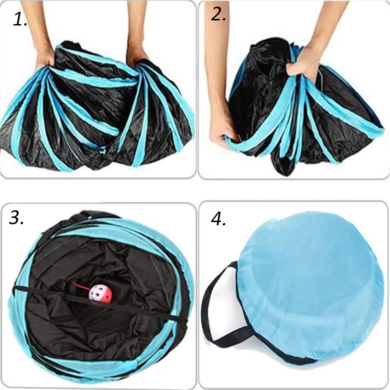 Túnel de juguete para gatos de 5 vías, tubo plegable, juego interactivo con pompones y campanas para gatos, cachorros, conejos, cobayas, uso interior y exterior