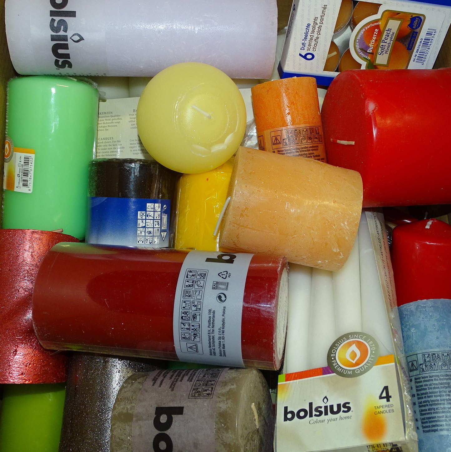 10 kg Witap Kerzen 2. Wahl Stumpenkerzen Dekokerzen Teelichte Duftgläser Spitzkerzen Überraschung Kerzenpaket bunt gemischt