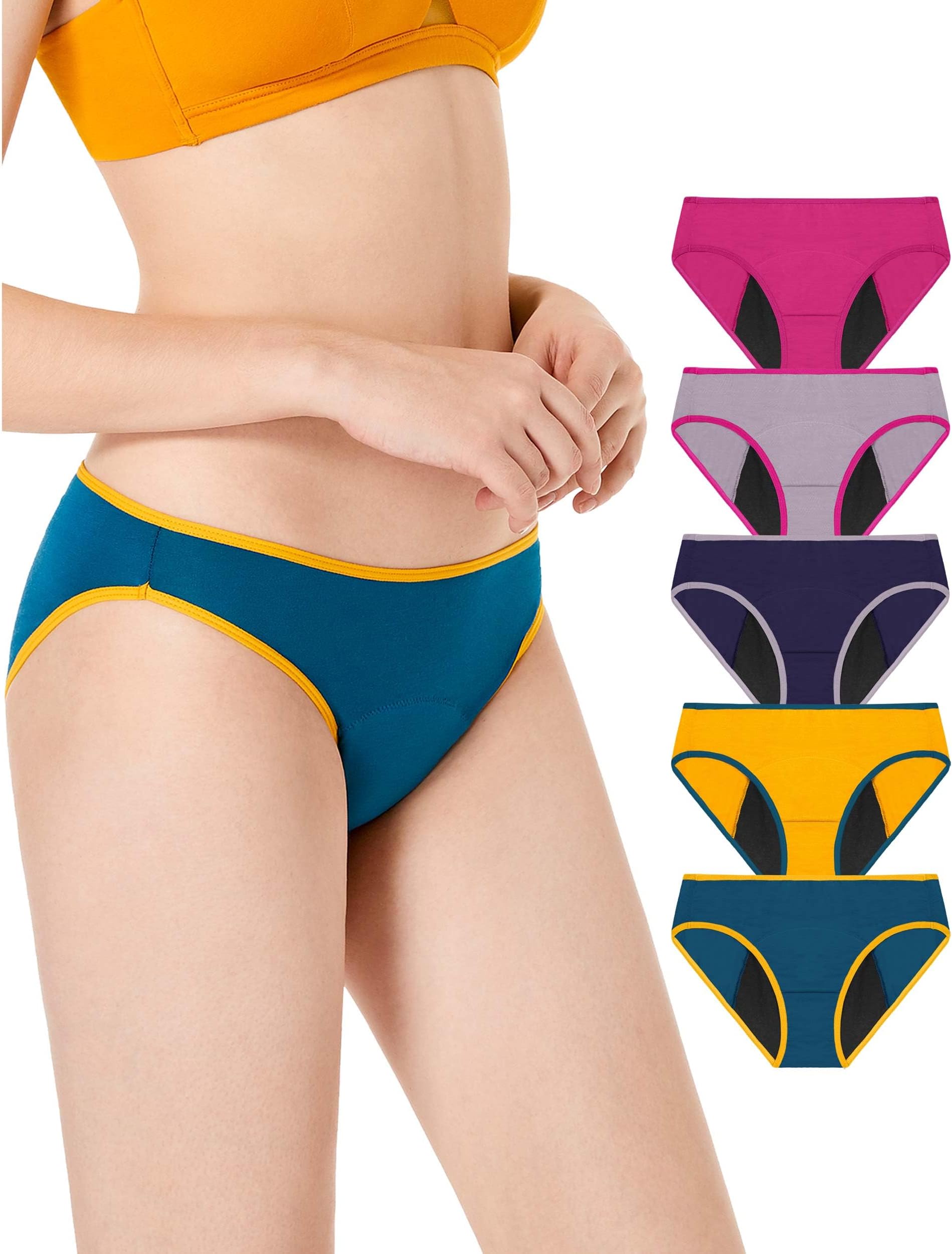 Neione Period Underwear Menstrual Panties High-Cut Cheeky Bikini Briefs Women Girls