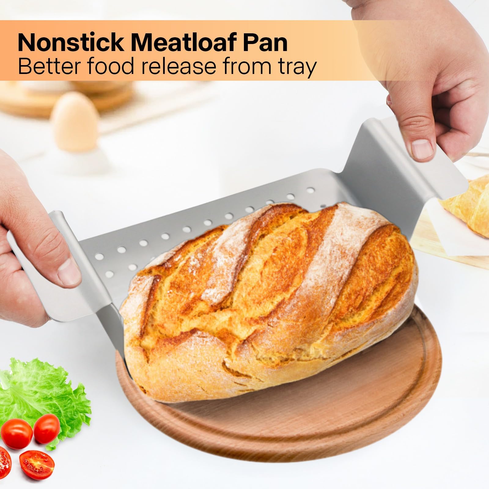 Hackbraten-Pfannen-Set, 2er-Set Hackbratenform mit Ablaufschale, antihaftbeschichtet, 0,9 kg, große Kastenform für gesundes Backen, Abtropfen von Fett, hausgemachte Bananenbrotform, ofenfest,