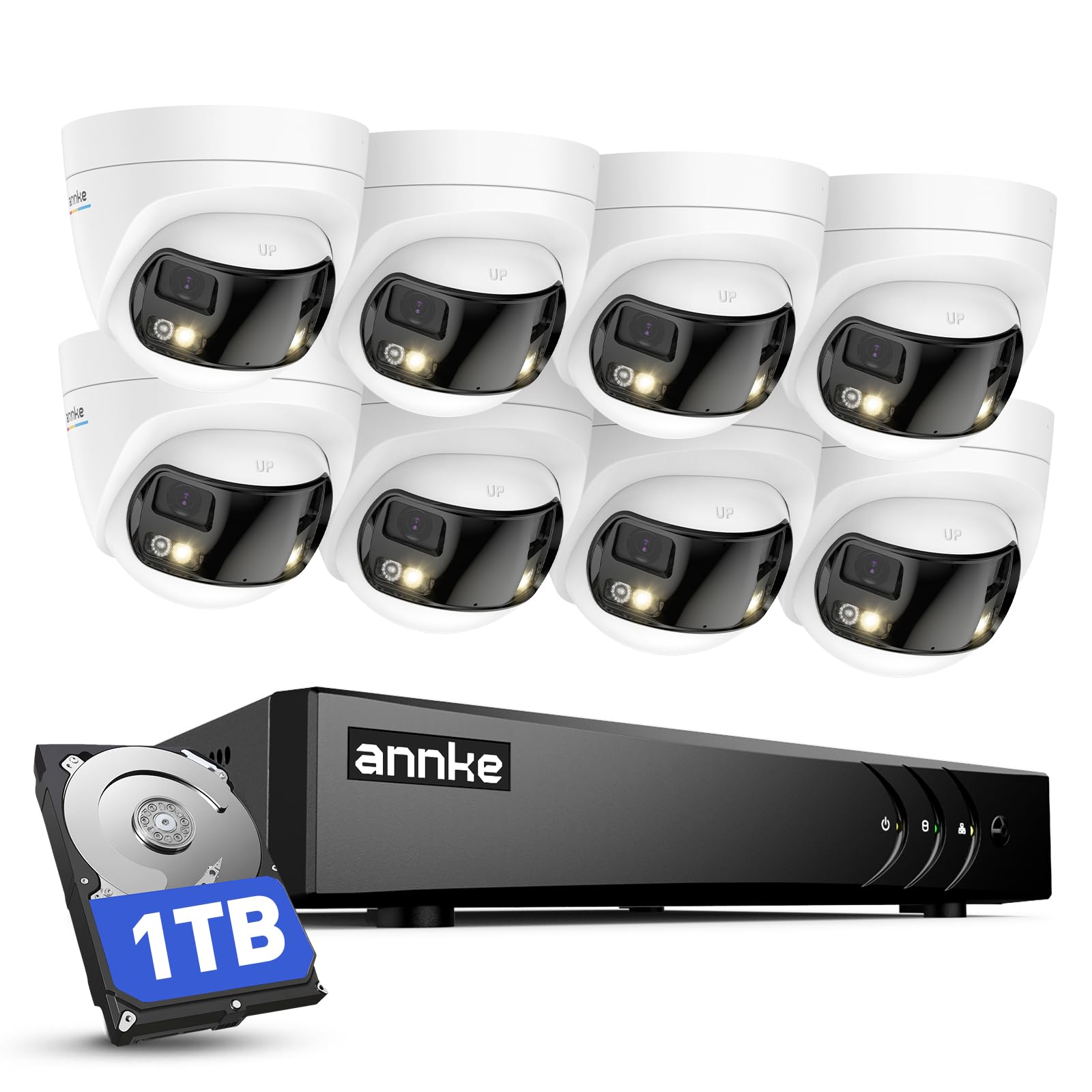 ANNKE 3K Lite H.265+ Security DVR Recorder with 8 Pack 5MP Analog Dual-Lens Security Camera, Smart Dual Light, 130dB, 3D DNR, One-Way Audio, IP67