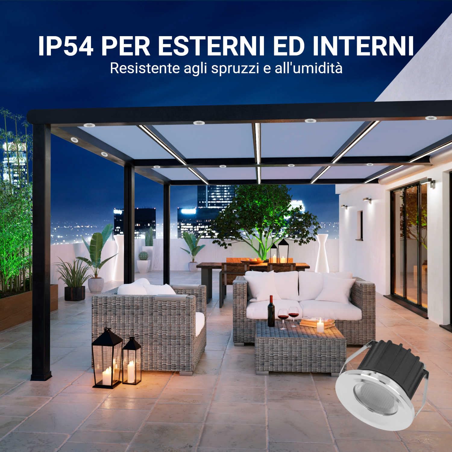 Sigmaled Lighting, 10 Mini Faretti a LED da Incasso 3W Dimmerabili per Esterno Interno IP54, LED SPOT Incasso Luce Naturale 4000K, 300 lm, Faretto 220V 230V, 3 Ghiere Bianca Cromata Nera (5 pack da 2)