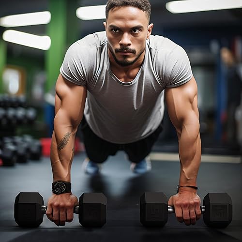 Miniatura 4 de Juego de mancuernas hexagonales con revestimiento de goma, pesas de mano para ejercicio y acondicionamiento físico para gimnasio en casa,