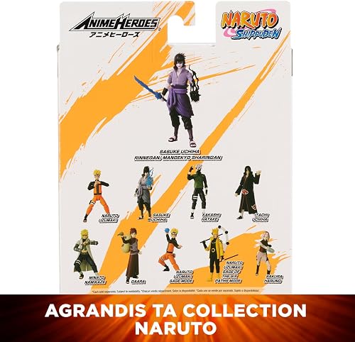 BANDAI - Anime Heroes - Naruto Shippuden - Sasuke Uchiwa Anime Heroes Figura da 17 cm - Figura snodata di Sasuke Rinnegan/Mangekyo Sharingan - Giocattolo per bambini dai 4 anni in su - 36962 - 7