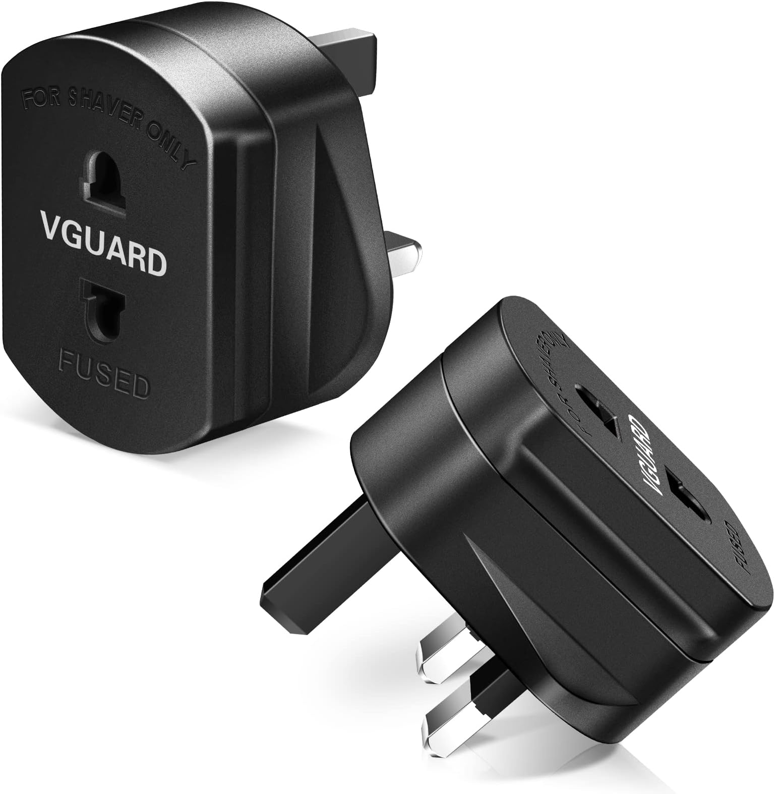 [2 Pack] UK 2 Pin to 3 Pin Shaver Plug Adaptor UK/Toothbrush Adapter Plug UK Shaver/ 1A Fuse Shaver Adaptor Charger Plug - Black