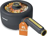 TOPWIT Panela elétrica quente, panela elétrica de 2L, frigideira antiaderente, fogão portátil para bife, ovo, arroz frito, ramen, sopa com controle de energia duplo (espátula de silicone incluída