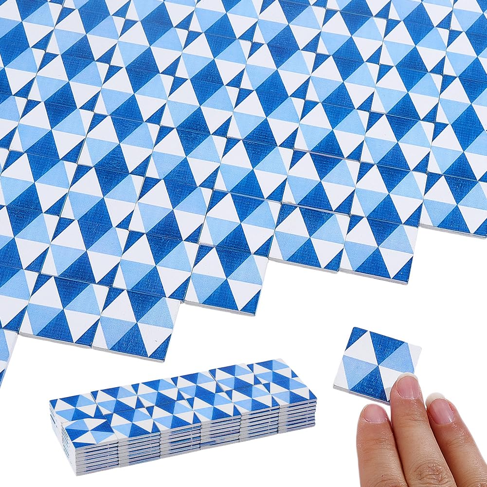NBEADS 100 Pcs Dollhouse Flooring, 1:12 Scale Miniature Wood Floor Tiles, Pretend Prop Micro Landscape Decor Accessories for Doll House Furniture Decoration, 30x30x3mm, Blue