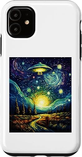 Miniatura 7 de iPhone 13 Pro Funny paint Alien UFO Lover Starry Night Alien UFO Van Gogh Case