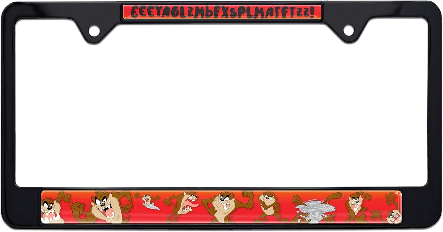 Elektroplate Officially Licensed – Looney Tunes Tasmanian Devil Taz Black All-Metal Standard Size License Plate Frame Tag Holder for Cars/SUVs/Trucks Weather-Proof Automotive Accessory
