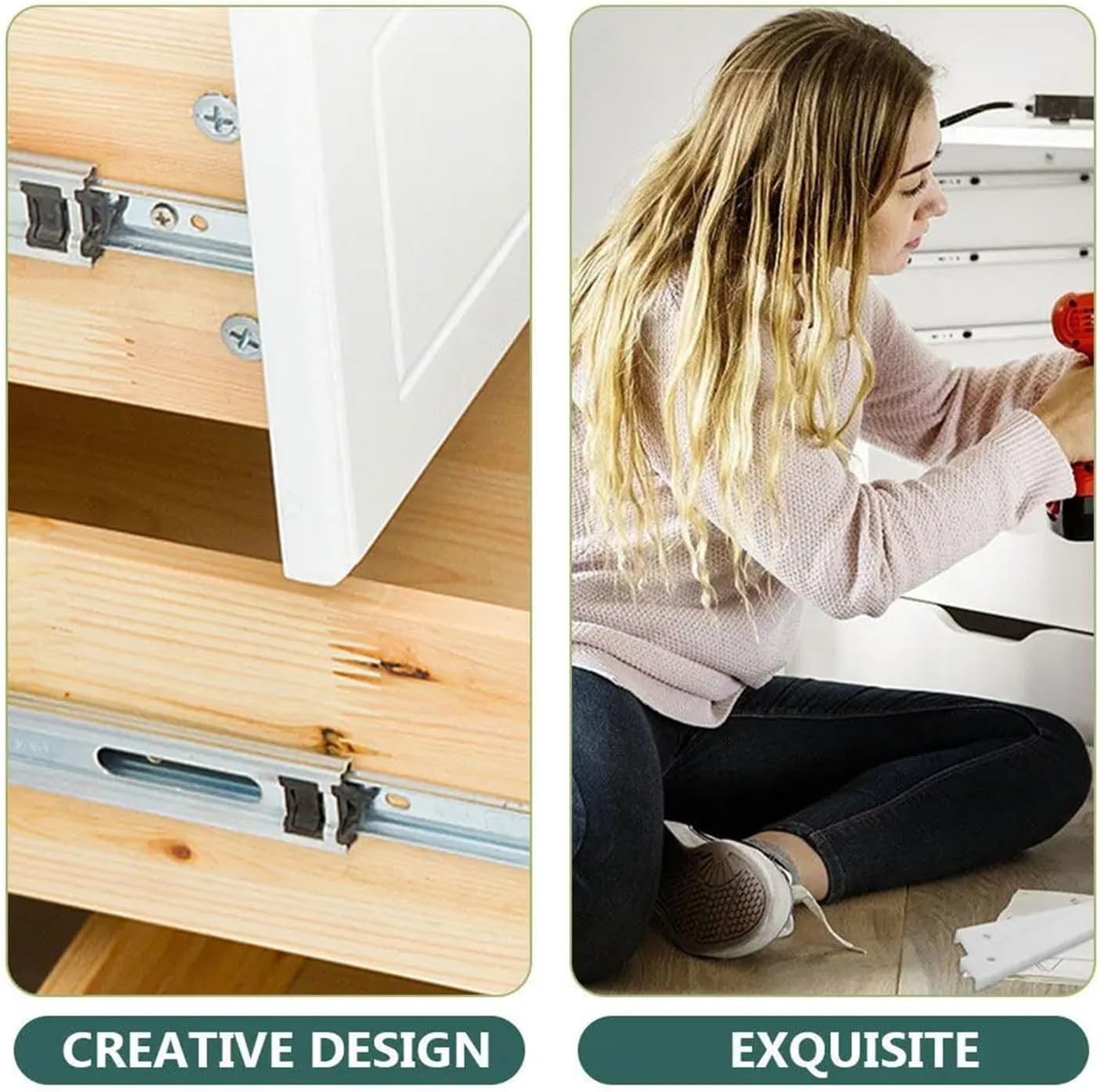 Full Extension Drawer Slides 1Set Heavy Duty Plastic Drawer Slides Furniture Dresser Replacement