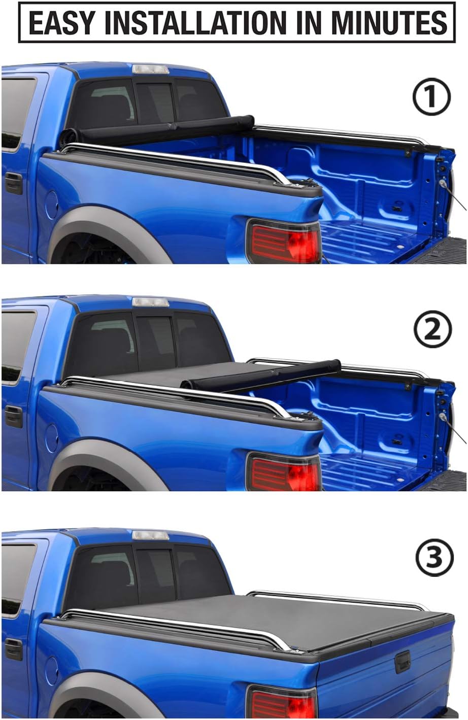 Tyger Auto T2 Low Profile Soft Roll Up Truck Bed Tonneau Cover for 2002-2008 Dodge Ram 1500; 2003-2009 Dodge Ram 2500 3500 Fleetside 6.4' Bed without Ram Box TG-BC2D2061