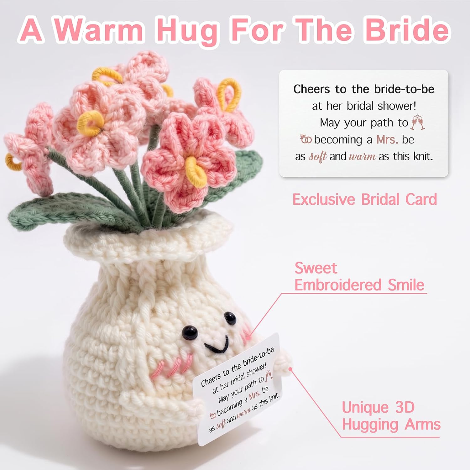 Cute Bridal Shower Gifts for Bride to Be, Crochet Knitted Flowers