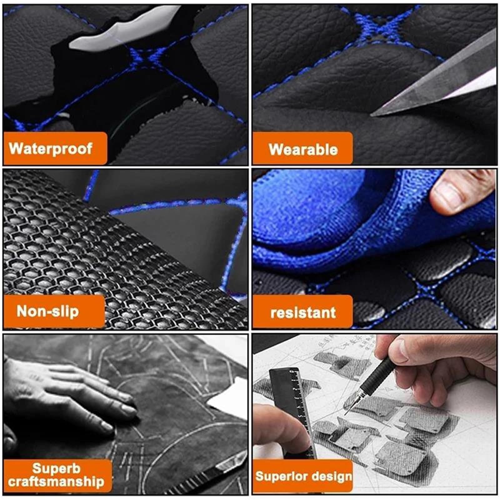 Maßgeschneiderte Automatte Aus Leder Alle Für VW-Modelle, Für Polo, Für Golf 7, Für Tiguan, Für Touran, Für Jetta CC, Für Beetle, Autozubehör Zubehör