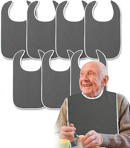 Miniatura 8 de Paquete de 5 baberos para adultos para personas mayores, reutilizables, lavables, de tela de toalla para adultos con discapacidades y necesidades