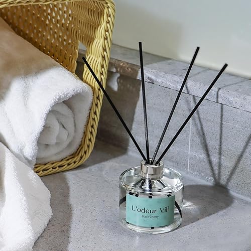 Miniatura 6 de L'odeur Vill Juego de difusor de varillas Fragancia para el hogar con aroma a cereza negra, 6.7 oz (6.8 fl oz) con 6 varillas difusoras de aceite