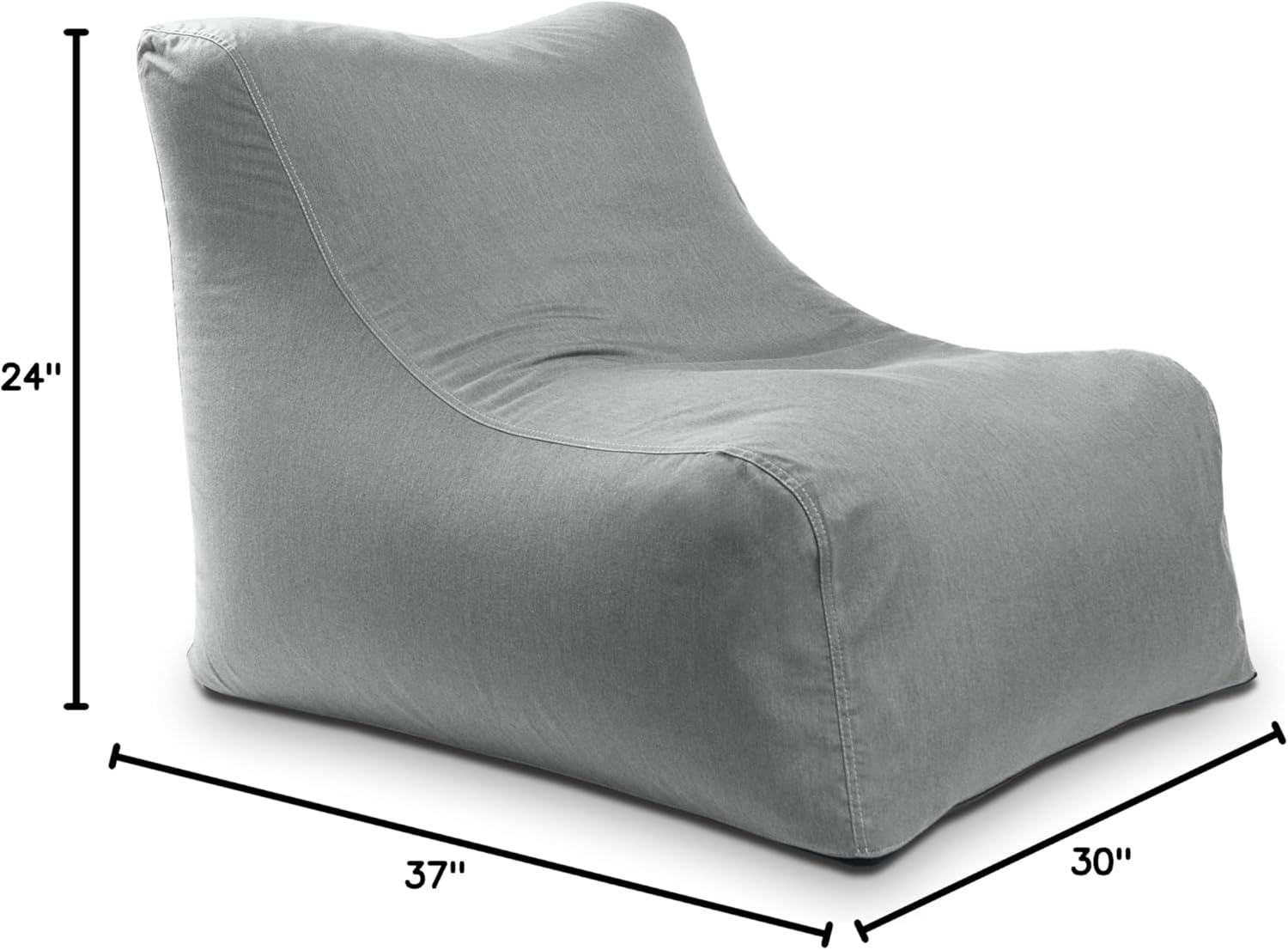 Jaxx Ponce Outdoor Bean Bag Chair - Weather Resistant Patio and Poolside Lounge Seating, Sunbrella Granite