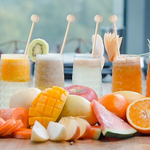 Miniatura 5 de BENBO 100 palitos de madera con bola, palitos de madera Swizzle Sticks Cake Candy Lollipop Coffee Aperitivo, brochetas agitadoras de bebidas para