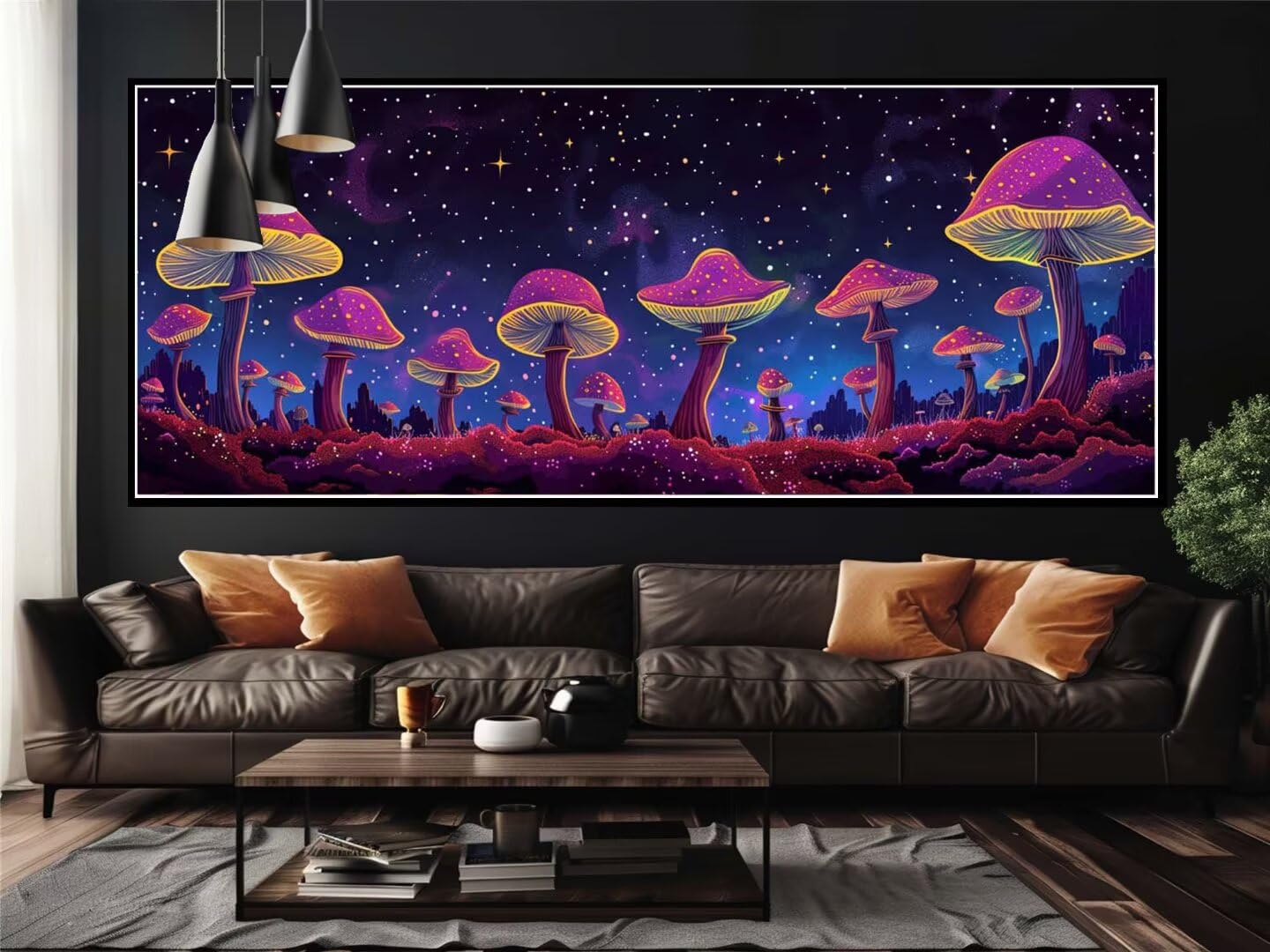 Pintar por Numeros Adultos Misterio Seta 100 X 50 cm, Acrílico Cuadros para Pintura por Numeros Kit Manualidades Adultos, DIY Paint by Numbers para Decoración del Hogar Pared Regalos (Sin Marco)-YH284